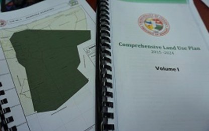 <p><strong>LAND USE PLAN.</strong> Photo shows a copy of the Comprehensive Land Use Plan (CLUP) 2015-2024 of the municipality of Itogon, which was adopted by the Benguet Provincial Board and released to media on Thursday (March 15, 2018). <em>(Photo by Primo Agatep)</em></p>